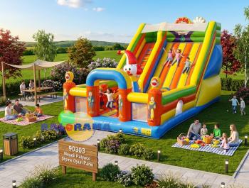 Cheerful Clown Inflatable Playground 10x5x6m