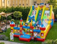 Giant Slide Cartoons Inflatable Playground 6x15x6m