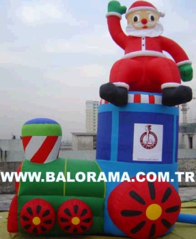Giant Inflatable Santa and Train