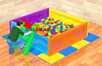 Iron Square Ball Pool with Slide 160x160x50cm